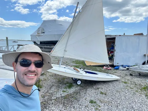 With sailboat on land